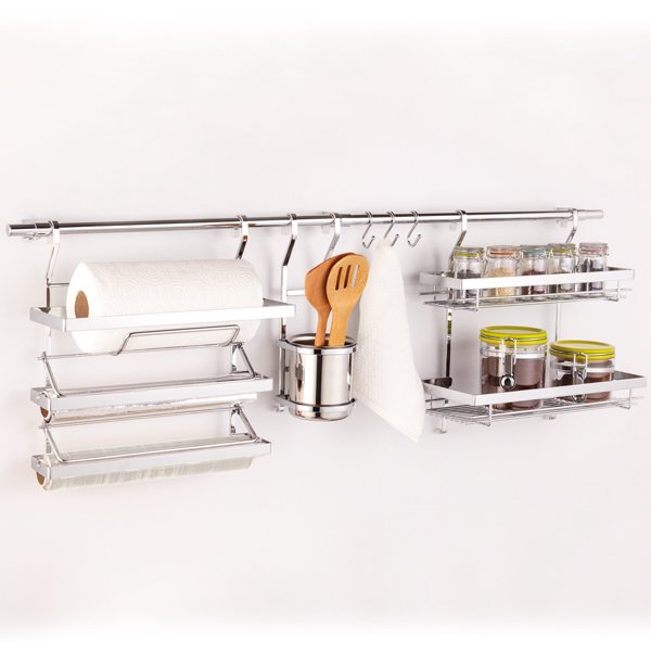 TRENO Set 3 Tezgah Arası Aksesuar, Parlak Krom, 100cm