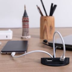 Button Yıldız Şarj Ünitesi, USB ve Type-C, Siyah