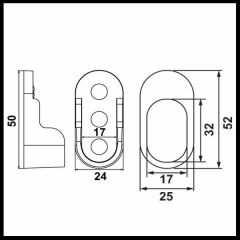 Askı Borusu Flanşı, Oval, Mat Siyah, Plastik 25mm
